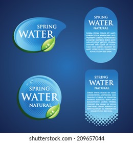 Drinking Water Badge Lable in Blue with green leaf