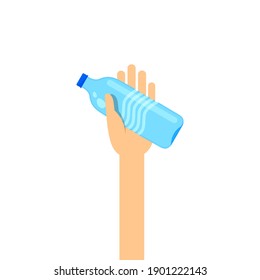 botella de agua potable en la mano para dar y donar el concepto, las manos sostienen botellas de agua para el clip art