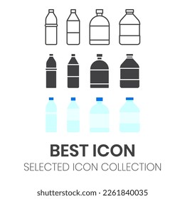 drinking water bottle vector icon set collection