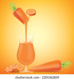 Drinking water from carrot comes down to the cup.illustration vector