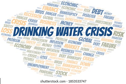 Drinking Water Crisis word cloud create with text only.