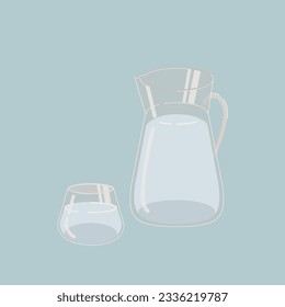 Drinking water cup and water bottle vector illustration