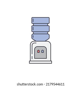 Drinking Water dispenser , cooler and hot water dispenser icon in color, isolated on white background 