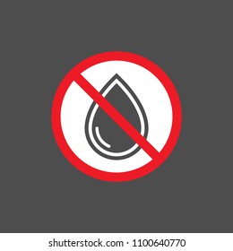 Drinking water is forbidden flat vector sign. No water flat vector sign