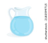Drinking water in a glass carafe. Vector illustration of a drink in a jug.