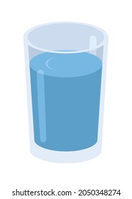 Drinking water in a glass cup. Simple flat illustration