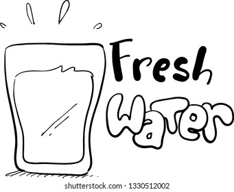drinking water hand drawn