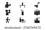 Drinking water and hydration habit icons