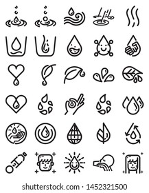 Drinking water icon vector set. Line art style.