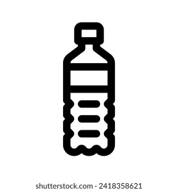 Icono de línea de agua potable. Signo de botella de plástico