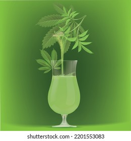 Drinking water from marijuana comes down to the glass.illustration vector