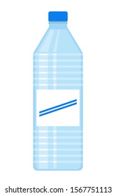 Drinking water. Plastic water bottle isolated on white background, vector illustration.