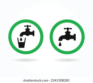Drinking water sign. Drinkable water sign. Drink water sign.