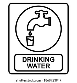 Drinking water sign icon in modern outline style design. Vector illustration isolated on white background.
