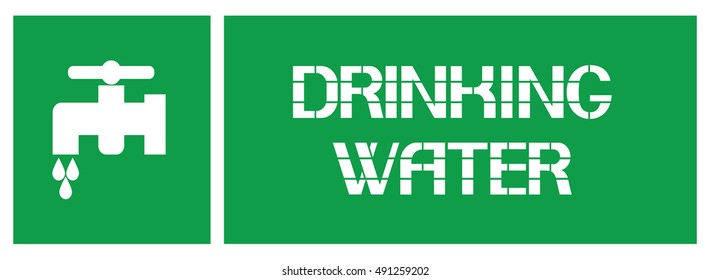 Drinking water sign.
Information poster enjoining certain actions in emergency situations.
