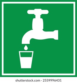 Drinking water signboard. Potable water icon symbol. Sign drinkable aqua on white background. Symbol drinkable beverage. Drinking water vector sign. droplet. Water tap sign. Safe and unsafe. 