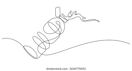 Agua potable Botella de salpicadura Pureza Una línea Dibujo continuo Minimalismo Copiar Espacio Decoración