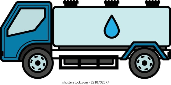 Drinking Water Supply Concept, liquid tanker lorry vector icon design, Water Treatment and Purification Plant symbol, Sterilization and Filtration Industry Sign,Desalination Biotechnology illustration