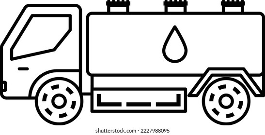 Drinking Water Supply Concept, liquid tanker lorry vector outline icon design, Water Treatment and Purification Plant symbol, Sterilization and Filtration Industry Sign, Desalination Biotechnology