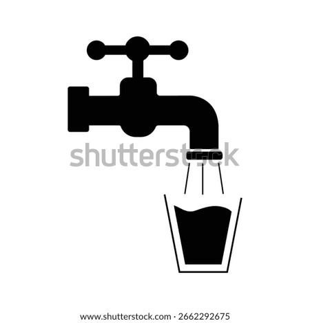 Drinking Water Symbol Simple icon, Tap Water Icon. Water faucet with drinking water glass isolated on white. background. Vector illustration.