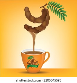 Drinking water from tamarind comes down to the cup.illustration vector