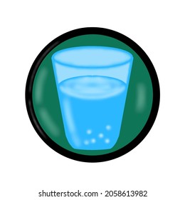 Trinkwasser. Vektorblaues transparentes Glas mit Wasser gefüllt.