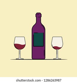 Drinking Wine Icon Illustration 