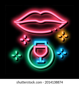 vector de señal de luz de neón de vino de bebida. Icono brillante que bebe la señal del vino. ilustración de símbolo transparente