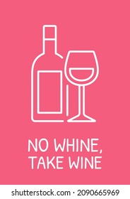 Bebiendo vino junto con amigos postcard con un icono de glifo lineal. Tarjeta de felicitación con diseño vectorial decorativo. Afiche de estilo sencillo con ilustración de linearte creativa. Volante con deseo de vacaciones