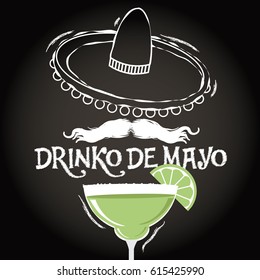 Drinko De Mayo design for celebration of the holiday on the fifth (Cinco) of May (Mayo). EPS 10 vector.