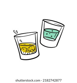 Drinks with alcohol. Vector illustration in doodle style.