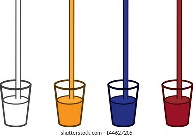 Drinks being poured in various colors 