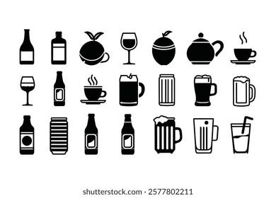 Drinks and Beverage Icon Set: Vector illustrations perfect for presentations and commercial use.

