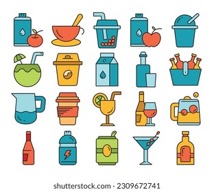 drinks and beverage icons set