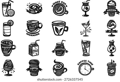 Bebidas Y Ilustraciones De Bebidas Ilustración vectorial. Plantilla de diseño de símbolos de ilustración para elemento de interfaz de usuario móvil de Web.