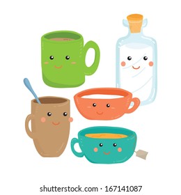 Drinks Beverage Vector with cute character