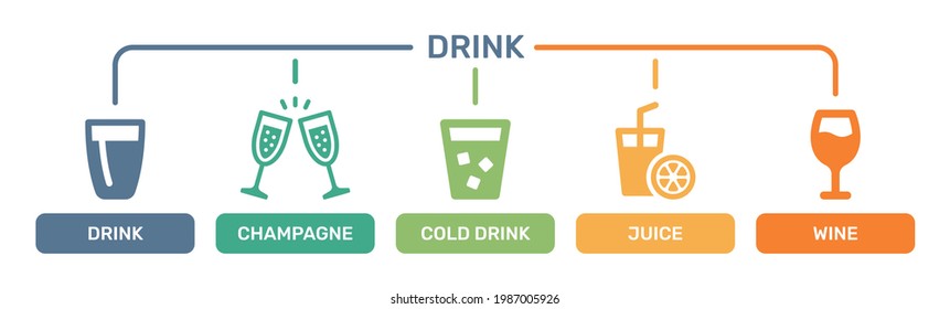 Drinks and beverage vector icons set.