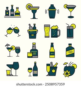 DRINKS - BEVERAGES COLORED ICON SET