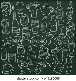 Drinks and beverages Doodle Icon Chalkboard Sketch