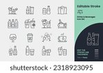 Drinks and Beverages Icon collection containing 16 editable stroke icons. Perfect for logos, stats and infographics. Edit the thickness of the line in any vector capable app.