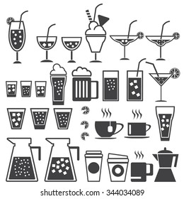 Drinks and beverages icon set.