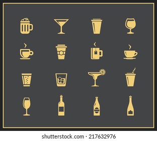 Drinks and beverages icon set. Vector icons