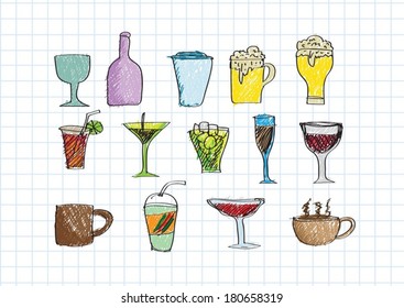 drinks and beverages icons set