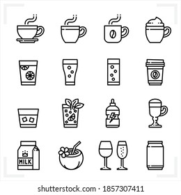 Drinks and Beverages icons with White Background