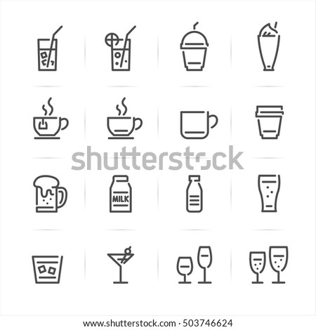 Drinks and Beverages icons with White Background