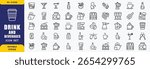  Drinks and beverages line icon sets. Sparkling water, iced coffee. Vector illustration. editable stroke