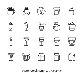 Drinks and Beverages line icons, vector illustration. - Shutterstock ID 1477342496
