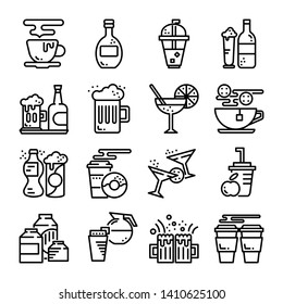 Drinks Beverages Blue Outline Design Icon Stock Vector (Royalty Free ...