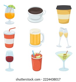 Bebidas y bebidas Firman Ilustración de Icono Emoji. Símbolo vector de bebida Emoticon Diseño Clip Art Signo Comic Estilo.