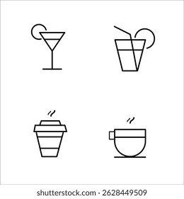 drinks and beverages thin line icon set vector illustration.eps